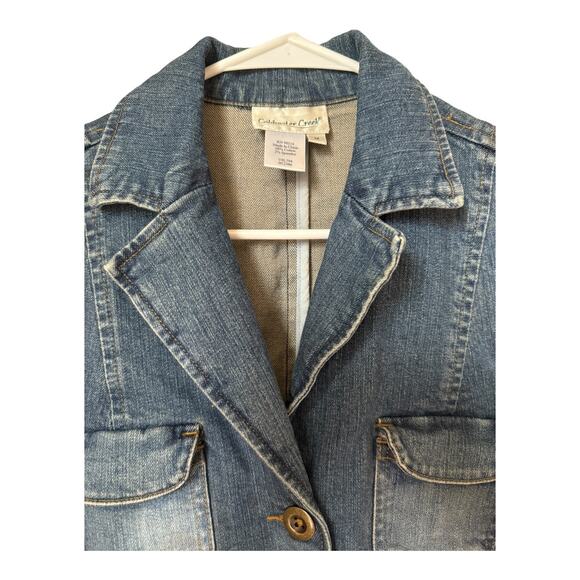 Denim blue blazer jacket 3 button closing by coldwater creek size Medium - Picture 3 of 9
